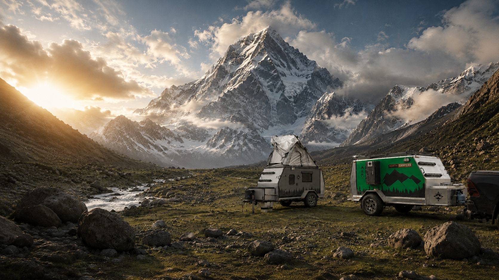 North Campers Expedition Rig in Northern Pakistan Mountain Valley